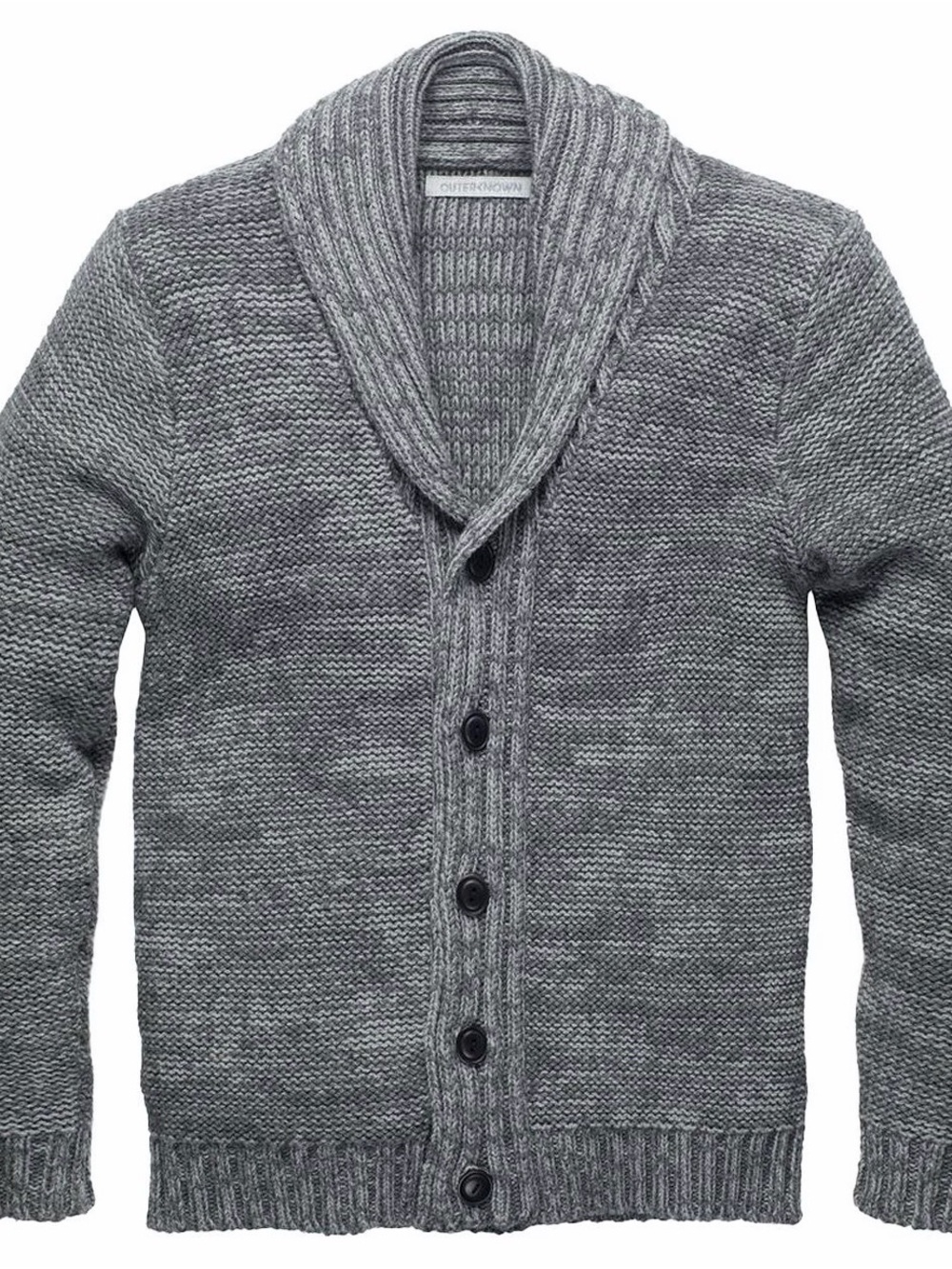 Outerknown Men's Gray Shawl-Collar Knit Cardigan